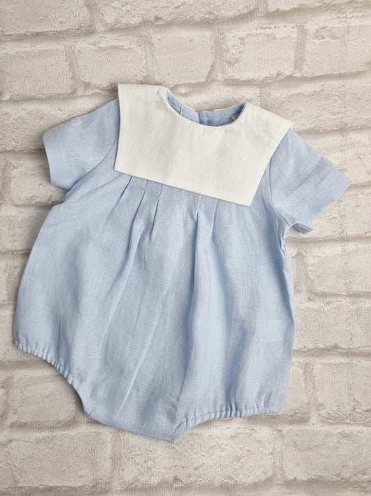 Blue romper with square collar